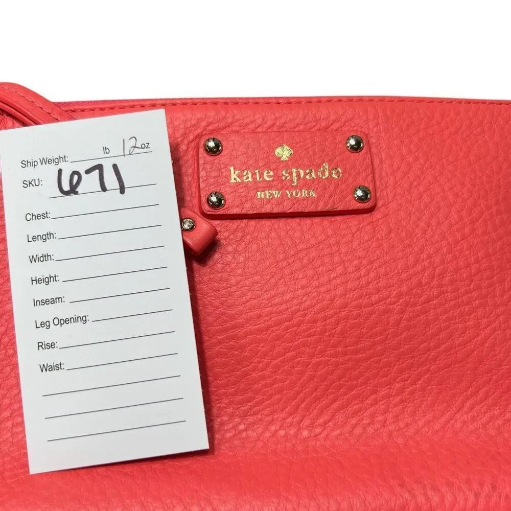 Kate Spade Wellesley Byrd Pebbled Leather Coral Pink Chain Strap Shoulder Bag